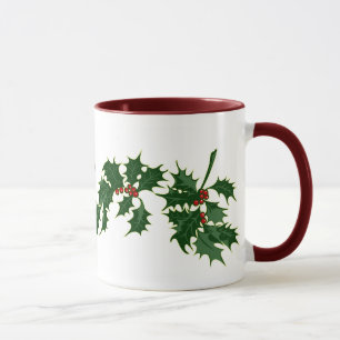 Frohe Weihnachten Holly Leaves Tasse