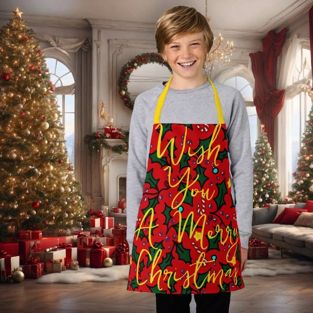 Frohe Weihnachten Holly Muster Schürze (Von Creator hochgeladen)