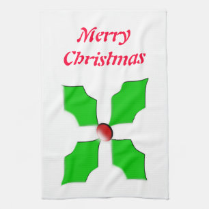 Frohe Weihnachten Holly Personalisierbares Küchent Geschirrtuch