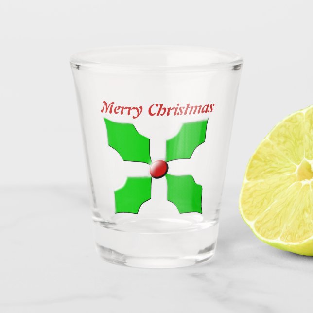 Frohe Weihnachten Holly Personalisiert Schnapsglas (Vorderseite)
