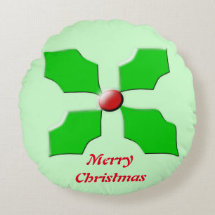 Frohe Weihnachten Holly Pillow Rundes Kissen