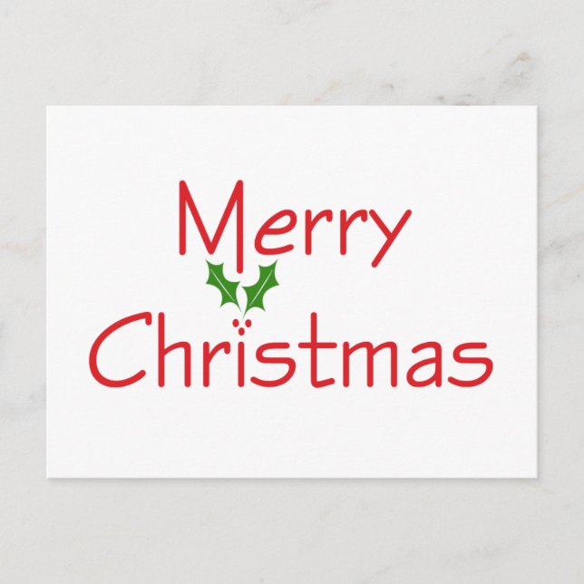 Frohe Weihnachten Holly Postcard (Vorderseite)