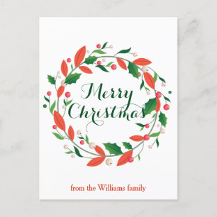 Frohe Weihnachten Holly Wreath Traditionelle Gewoh Postkarte