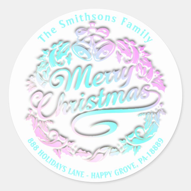 Frohe Weihnachten Holly Wreath UAWG Gold Royal Bel Runder Aufkleber (Vorderseite)