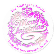 Frohe Weihnachten Holly Wreath UAWG Royal Pink Whi