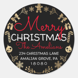 Frohe Weihnachten Holly Wreath UAWG Rücksendeadres Runder Aufkleber