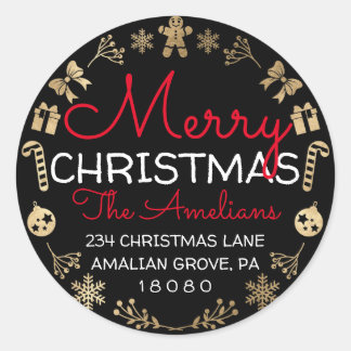 Frohe Weihnachten Holly Wreath UAWG Rücksendeadres Runder Aufkleber