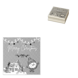 Frohe Weihnachten Holz-Stempel Gummistempel