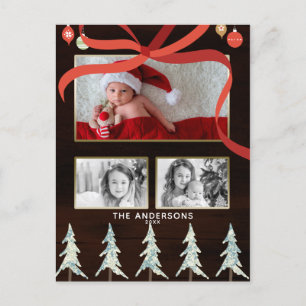 Frohe Weihnachten Holz & Tannenbäume 4 Foto Feiert