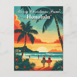 Frohe Weihnachten Honolulu Tropischer Strand Sonne Postkarte