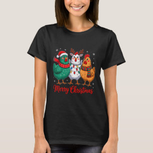 Frohe Weihnachten Hühnerbauer Tier Santa Hut Xm T-Shirt