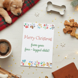 Frohe Weihnachten Hund Katze Vierbeiniges Kind Karte