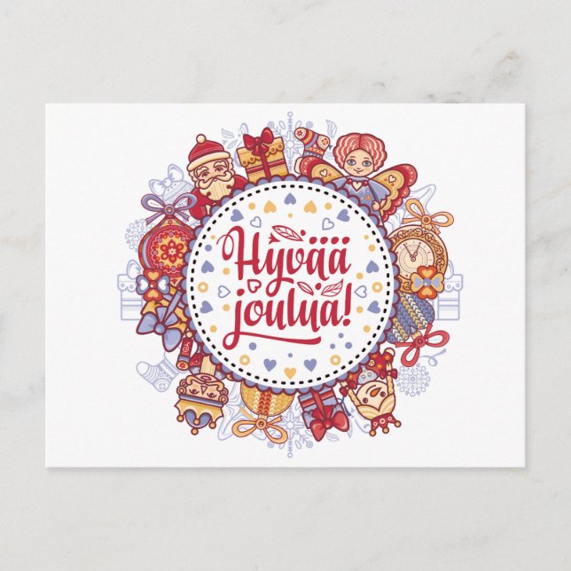 Frohe Weihnachten Hyvää joulua Finnisch Postkarte (Vorderseite)