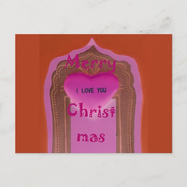 Frohe Weihnachten I Liebe You Heart Postcard (Vorderseite)
