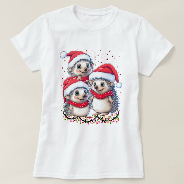 Frohe Weihnachten Igel Adorable Holiday Geschenke T-Shirt (Design vorne)
