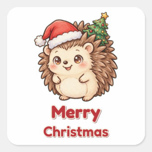Frohe Weihnachten Igel Baum Aufkleber