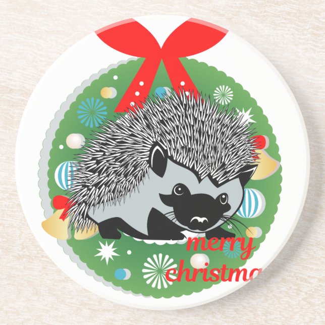 frohe weihnachten igel getränkeuntersetzer (Vorne)