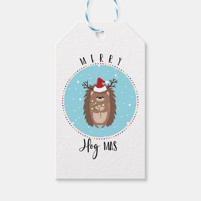 Frohe Weihnachten Igel lustige Witze Weihnachten Geschenkanhänger (Vorderseite)