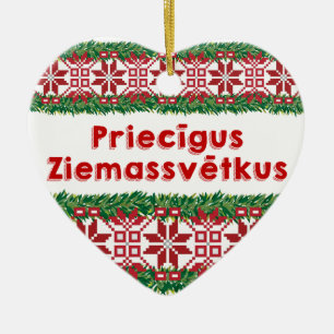Frohe Weihnachten II Priecīgus Ziemassvētkus Keramikornament