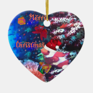 Frohe Weihnachten im Aquarium Keramik Ornament