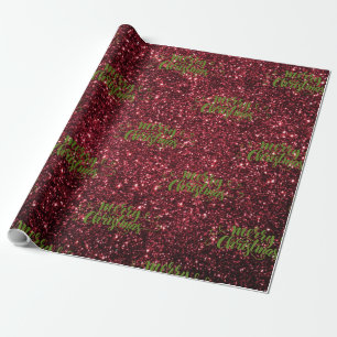 Frohe Weihnachten im Glitzer Burgund & Green Geschenkpapier