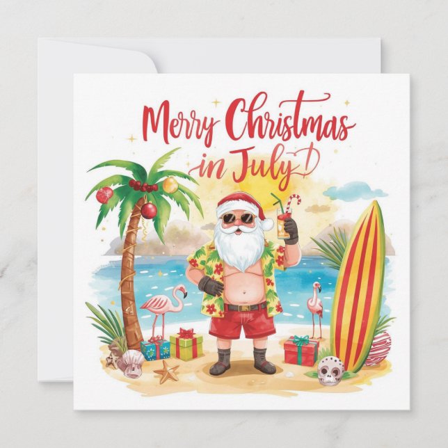 Frohe Weihnachten im Juli am Strand mit Santa (Vorderseite)