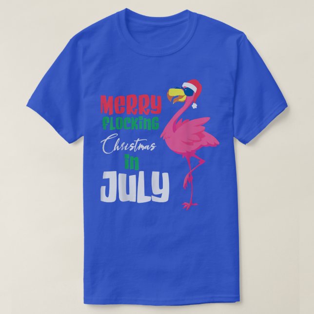 Frohe Weihnachten im Juli, Cool Flamingo T-Shirt (Design vorne)