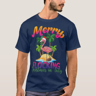 Frohe Weihnachten im Juli Flamingo Schwimmen T-Shirt