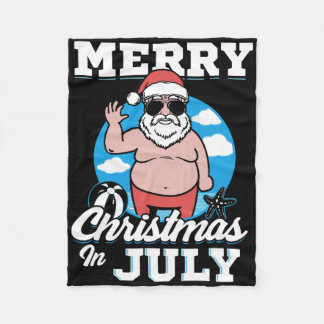 Frohe Weihnachten im Juli Lustiger Santa Fleecedecke