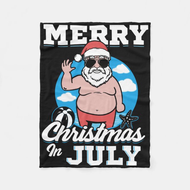 Frohe Weihnachten im Juli Lustiger Santa  Fleecedecke (Vorderseite)