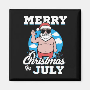 Frohe Weihnachten im Juli Lustiger Santa Magnet