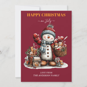Frohe Weihnachten im Juli Schneemann Grußkarte