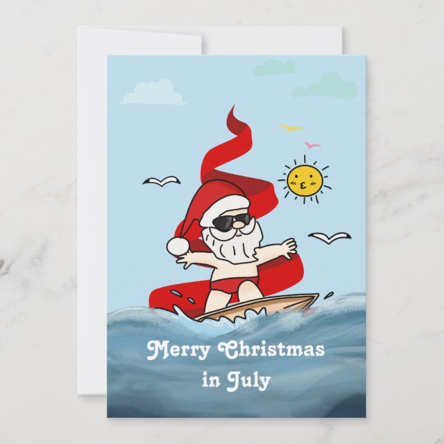 Frohe Weihnachten im Juli Surfen Weihnachtsmann (Vorderseite)