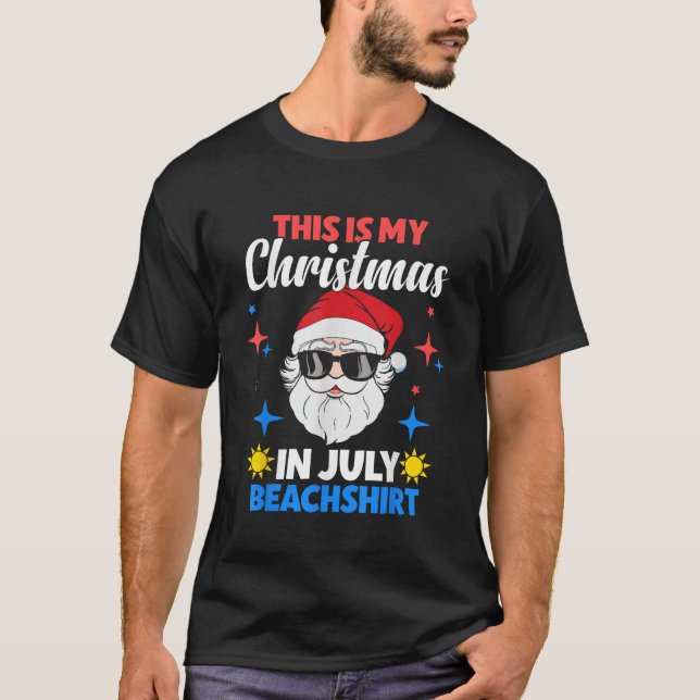 Frohe Weihnachten im Juli Weihnachtsmann im Sommer T-Shirt (Vorderseite)