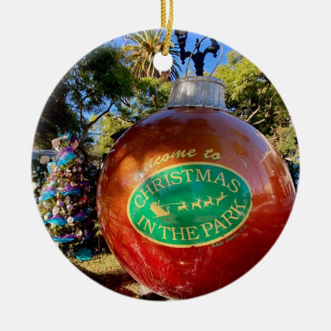 Frohe Weihnachten im Park! Keramik Ornament (Vorne)