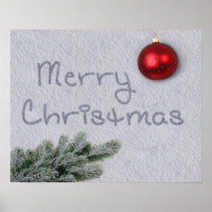 Frohe Weihnachten im Schnee geschrieben Poster