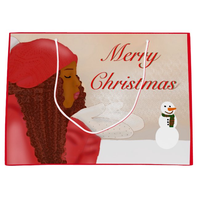 Frohe Weihnachten im Schnee Große Geschenktüte (Vorderseite)