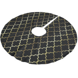 Frohe Weihnachten im Schwarzen u. im Gold Polyester Weihnachtsbaumdecke