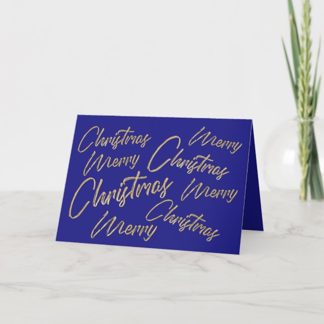 Frohe Weihnachten Imitate Gold Foil und Blue (Vorderseite)
