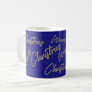 Frohe Weihnachten Imitate Gold Foil und Blue Kaffeetasse