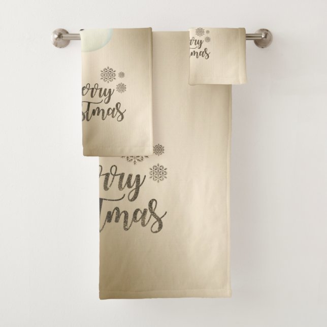 Frohe Weihnachten Imitate Gold Glitzer, Snowman Badhandtuch Set (Insitu)