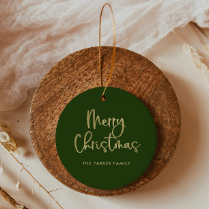 Frohe Weihnachten   Imitate Gold in grüner Lässige Keramik Ornament