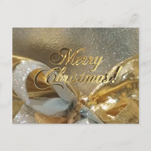 Frohe Weihnachten Imitate Goldene Foil Script Eleg Postkarte (Vorderseite)
