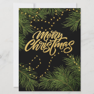 Frohe Weihnachten Immergrüne Zweige und Lichter  Karte