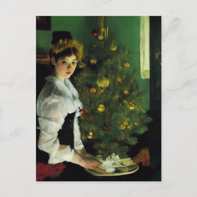 Frohe Weihnachten. Impressionismus Postkarte (Vorderseite)