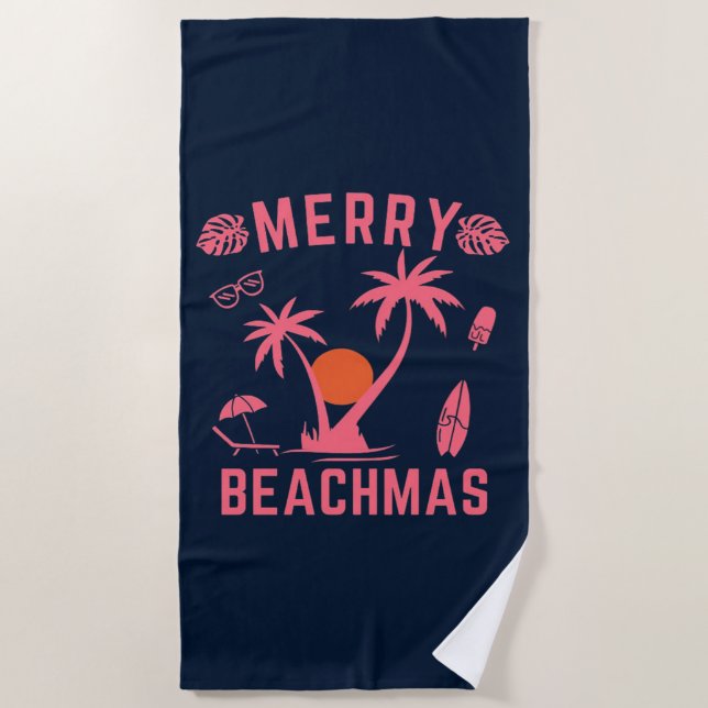 Frohe Weihnachten in Beachmas im Juli Strandtuch (Vorderseite)