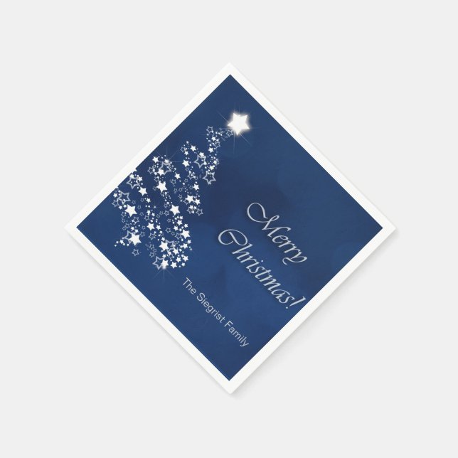 Frohe Weihnachten in Dark Blue Serviette (Ecke)