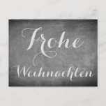 Frohe Weihnachten in der deutschen<br><div class="desc">Wunsch der frohen Weihnachten in der deutschen Sprache "Frohe Weihnachten",  Handschrifts-Typografie weißt Tafel-Tafel-Schwarzweiss-Ferienzeit-Gewohnheits-frohe Feiertage Weihnachtskarte,  Sie kann das Name und Anschrift des Empfängers auch leicht addieren,  wenn Sie es vorziehen,  dieses zu Hause zu addieren gerade Löschung der Text.</div>