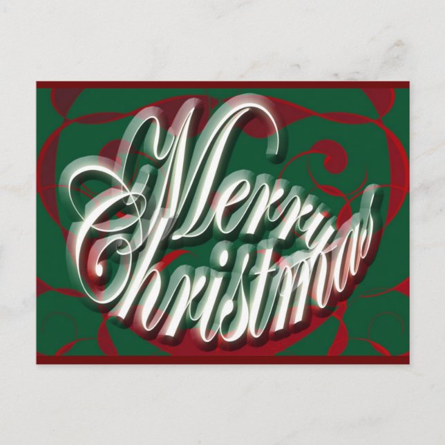 Frohe Weihnachten in der grünen Postkarte (Vorderseite)