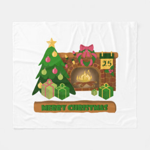 Frohe Weihnachten in der Nähe von Feuerfeuer Weihn Fleecedecke